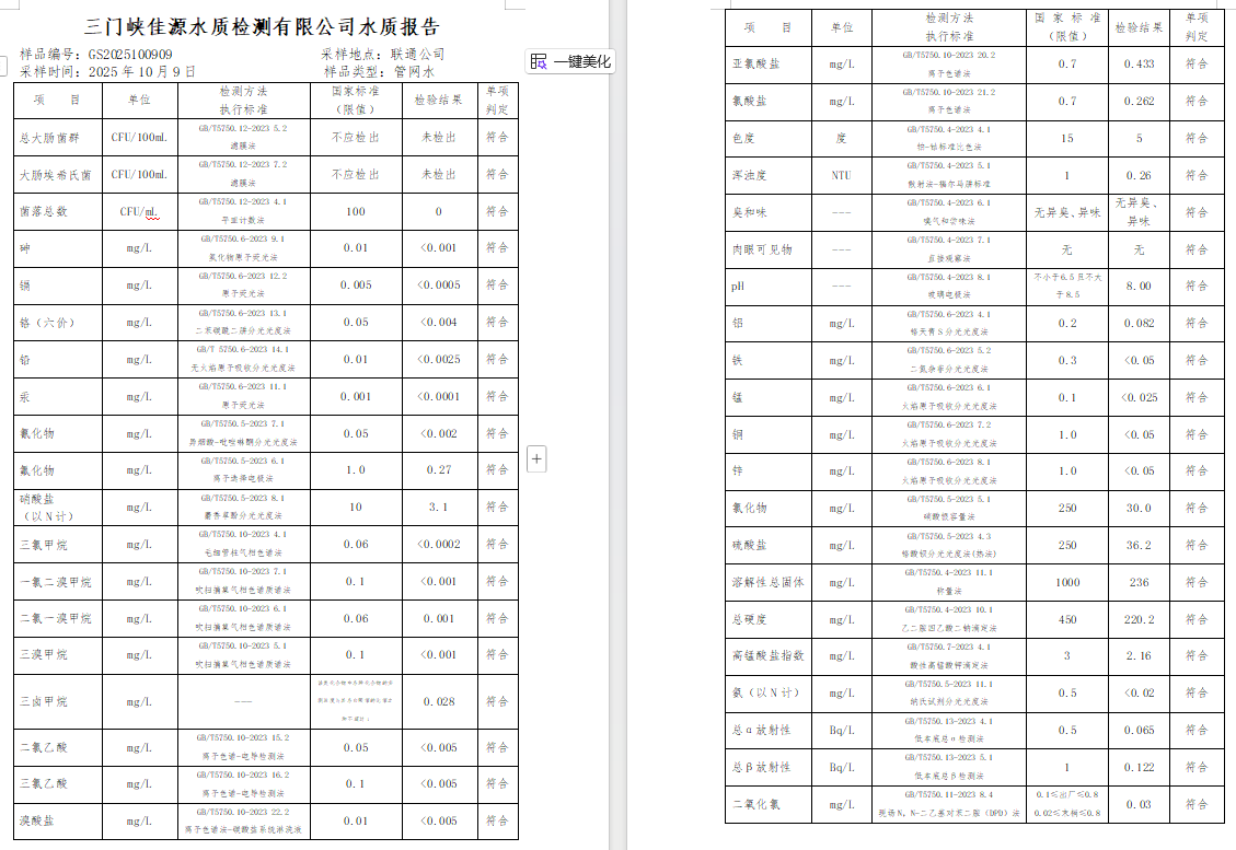 三門,峽市,供水,集團(tuán),有限,公司,出廠,水水, . 三門峽市供水集團(tuán)有限公司出廠水水質(zhì)信息（2025年10月）